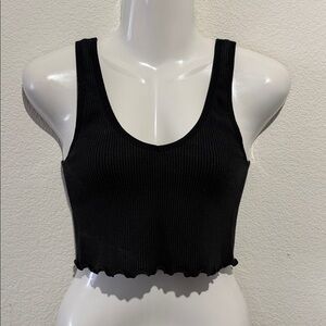 Black Ribbed Crop Top